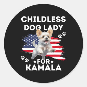 Childless Dog Lady For Kamala Harris Vintage Desig Classic Round Sticker