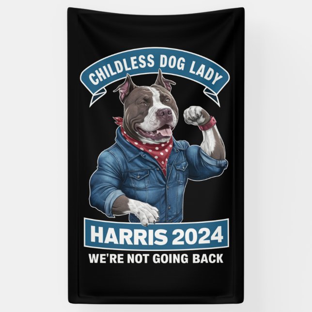 Childless Dog Lady is Voting Kamala Election 2024 Banner (Vertical)