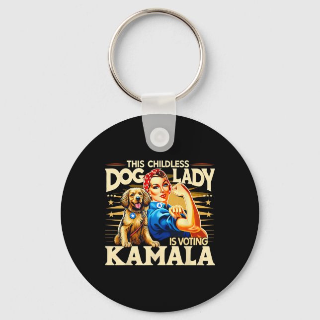 Childless Dog Lady Is Voting Kamala  Key Ring (Front)