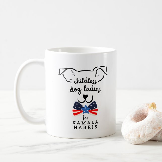 Childless Dog Lady Kamala Harris 2024 President  Coffee Mug (With Donut)