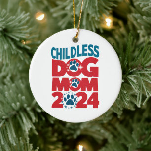 Childless Dog Mum Dog Lady Voting Patriotic Dog Ceramic Ornament