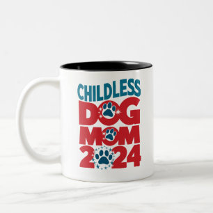 Childless Dog Mum Dog Lady Voting Patriotic Dog  Two-Tone Coffee Mug