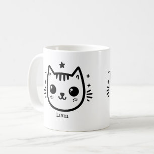 Childlike Drawing Black and White Minimalist Coffee Mug