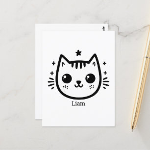 Childlike Drawing   Black and White   Minimalist Postcard