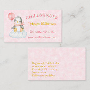 Childminder Cute Penguin  Business Card