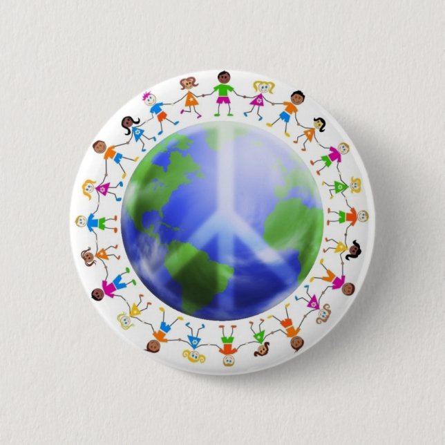 children%20peace%20world%20sm 6 cm round badge (Front)