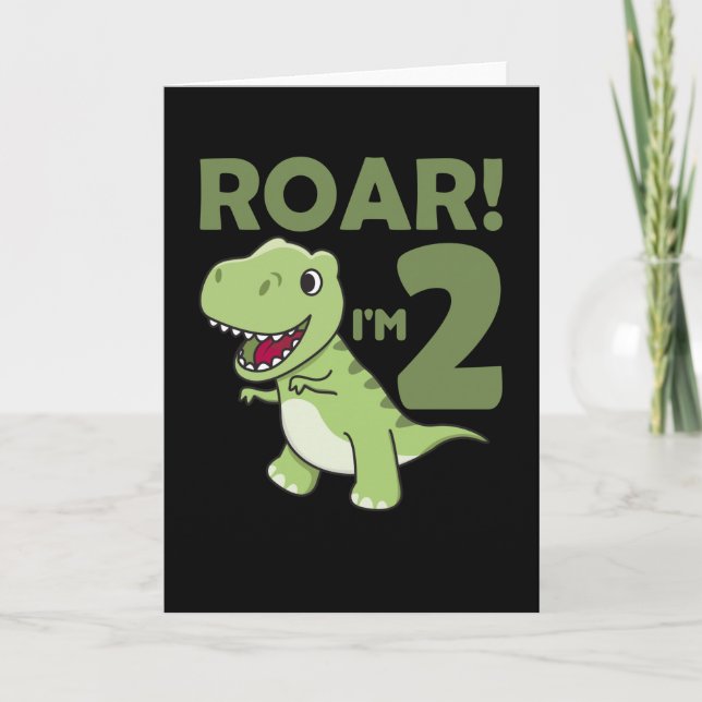 Children 2. Birthday T-Rex 2 Years Old Dino Card (Front)