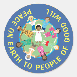 Children and Jesus Peace  Ceramic Ornament Classic Round Sticker