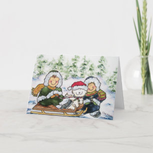 Children and Puppy Christmas Card