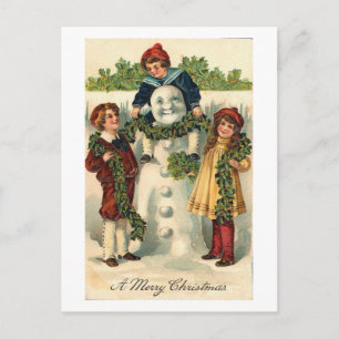 Children and Snowman Card