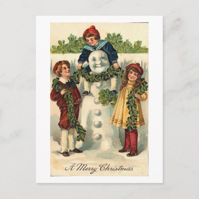 Children and Snowman Card (Front)