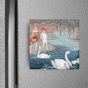 Children and Swans Magnet