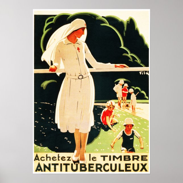 Children and Tuberculosis Awareness Old French Art Poster (Front)