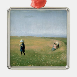 Children and Young Girls picking Flowers Metal Tree Decoration