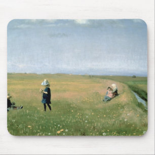 Children and Young Girls picking Flowers Mouse Pad