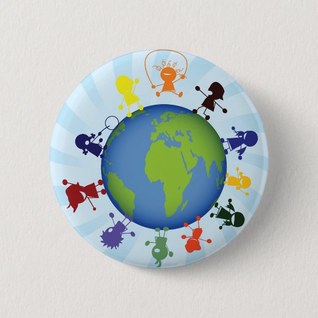 Children around the globe 6 cm round badge (Front)