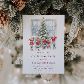 Children around the Tree Christmas Party Invitation