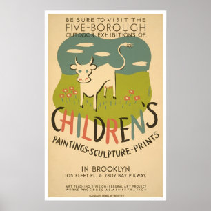 Children Art Brooklyn 1938 WPA Poster