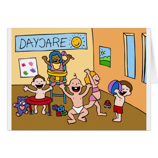 Children At A Daycare Centre Cartoon (Front Horizontal)