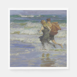 Children at the Beach (by Edward Henry Potthast) Napkin