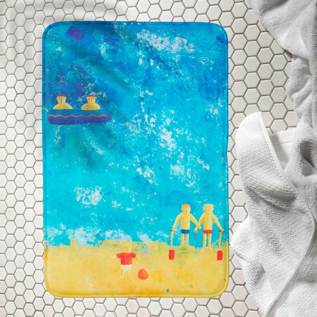 Children at the Seaside Modern Contemporary Art Bath Mat (Creator Uploaded)