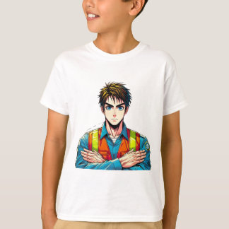Children Basic T-shirt with manga security expert