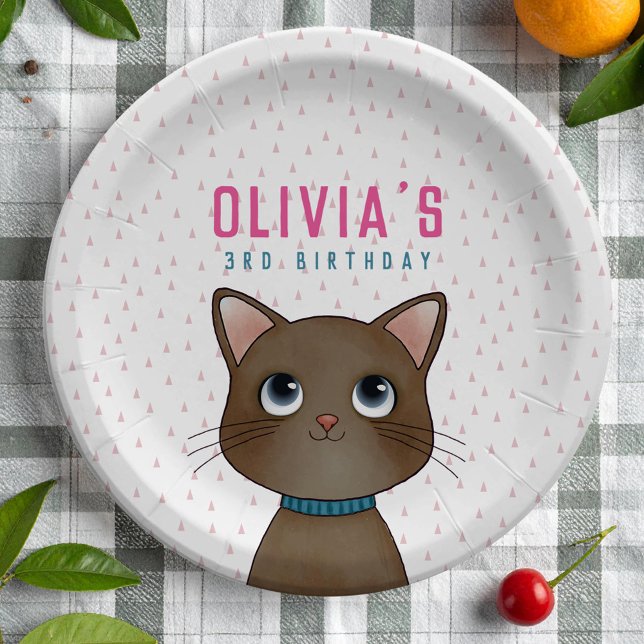 Children birthday party with cat theme paper plate (Creator Uploaded)