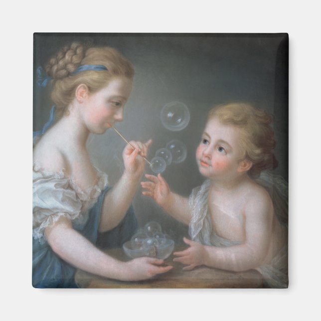 Children blowing bubbles magnet (Front)