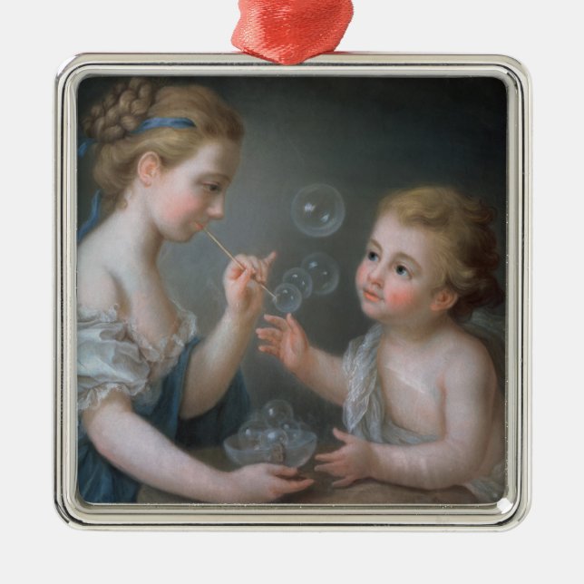 Children blowing bubbles metal tree decoration (Front)