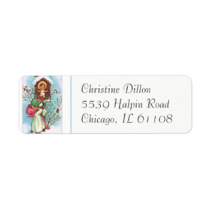 Children bringing Baby Jesus a Rose Return Address Label