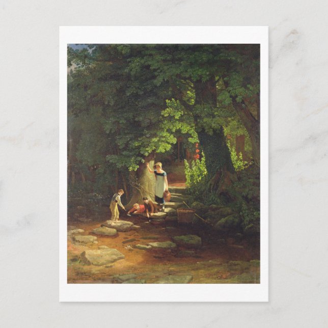 Children by a Brook, c.1822 (oil on panel) Postcard (Front)