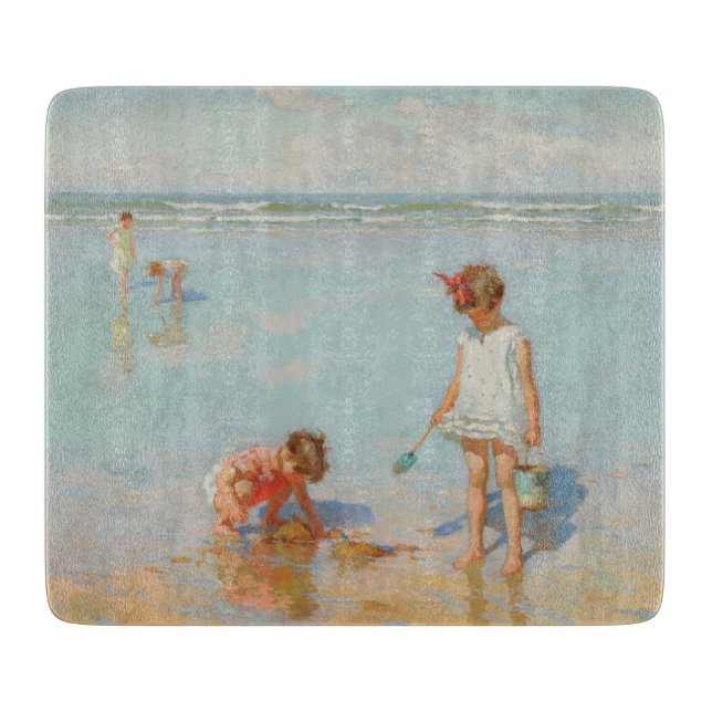 Children by the Sea (Summer Beach Scene) Cutting Board (Front)