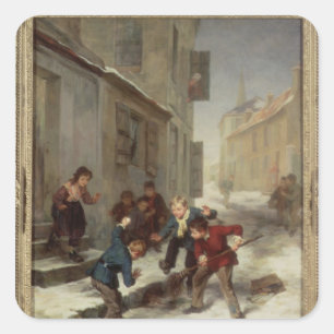 Children Chasing a Rat Square Sticker
