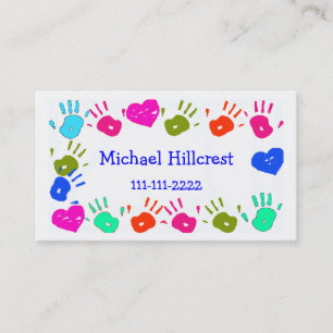 Children Colourful Hand Prints Calling Card