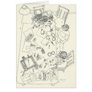 Children Creative Mess Funny Family Line Drawing