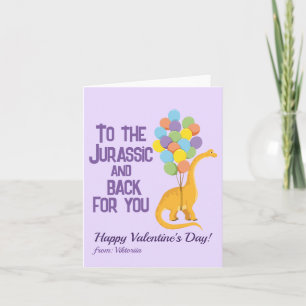 Children cute dinosaur balloons school Valentine's Holiday Card