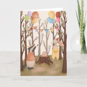Children Cute Woodland Animal Party Birthday Card