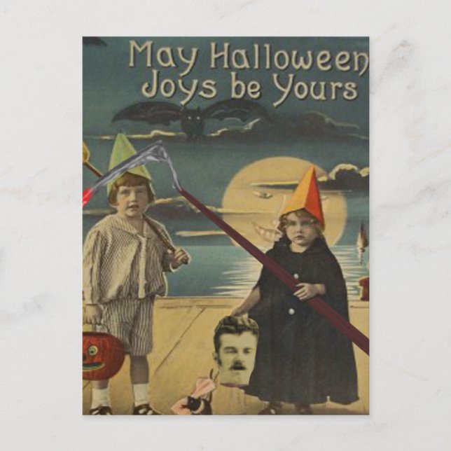 Children Decapitated Head Trick Or Treat Postcard (Front)