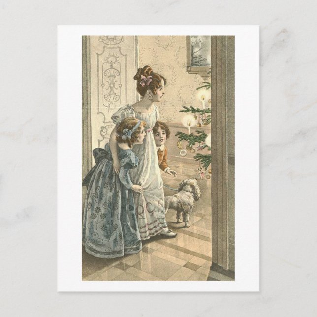 Children, Dog Looking At Tree Postcard (Front)