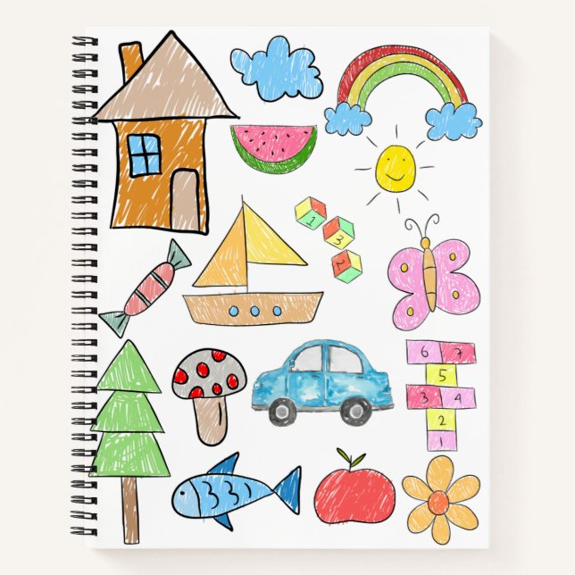 Children Draw Doodle Design For School  Notebook (Front)