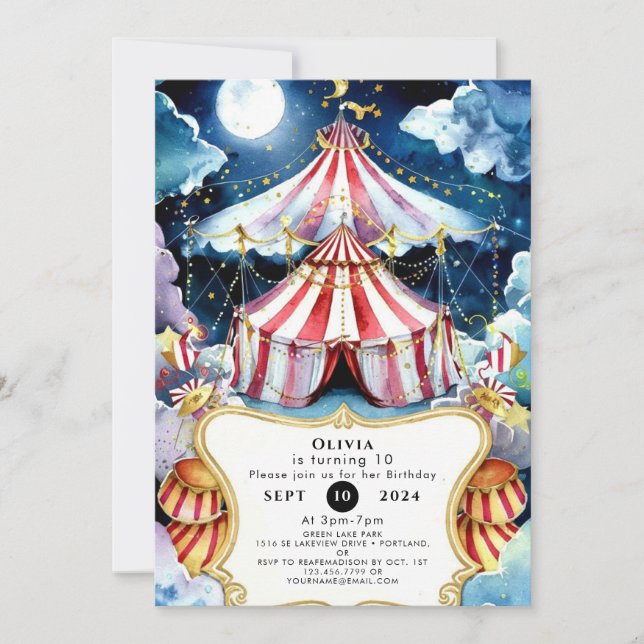 Children Enchanted Circus Birthday Invitation (Front)