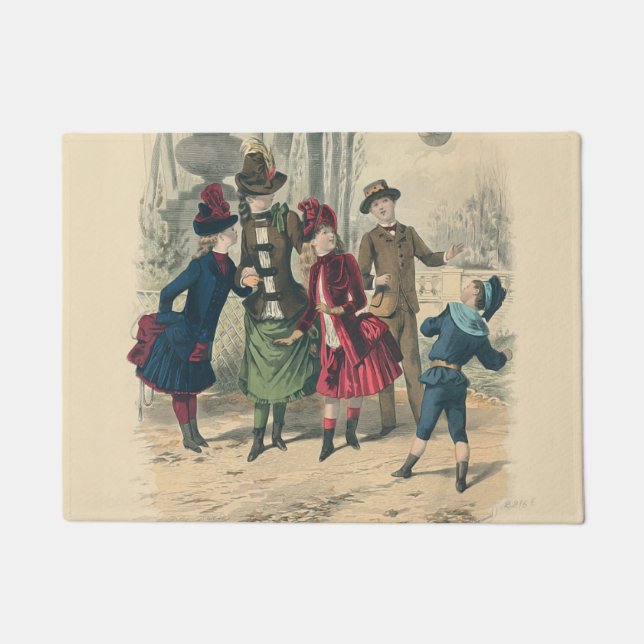 Children Family Antique Victorian Chilld Doormat (Front)