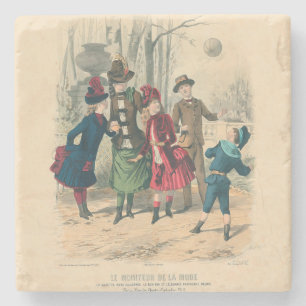 Children Family Antique Victorian Chilld Stone Coaster