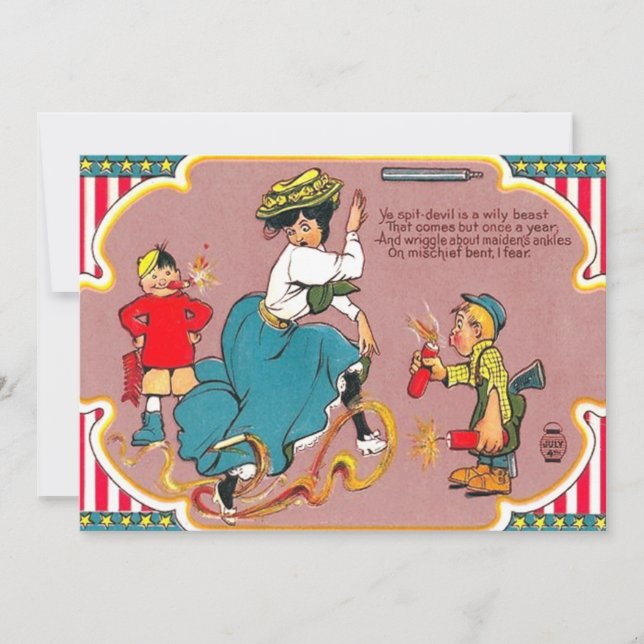 Children Fireworks Prank Woman Invitation (Front)