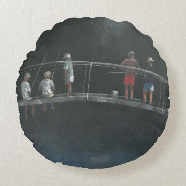 Children fishing round cushion (Front)