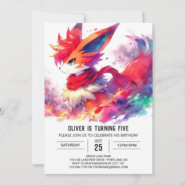 Children Fox Birthday Invitation (Front)