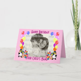 Children funny cartoon animals & balloons card