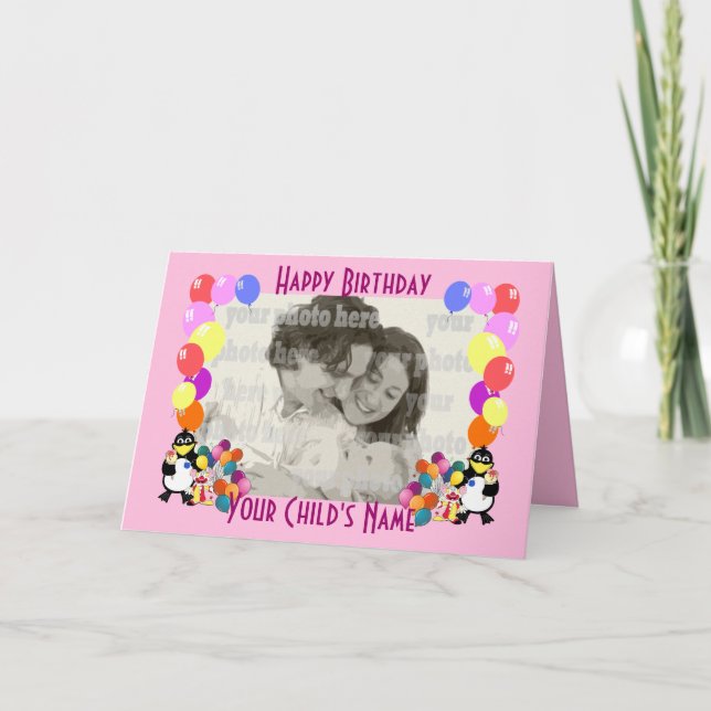 Children funny cartoon animals & balloons card (Front)