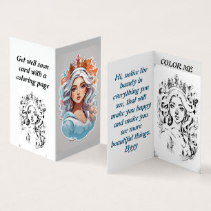 Children greeting and colouring get well soon card