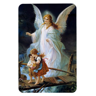 Children Guardian Angel with White Wings Magnet